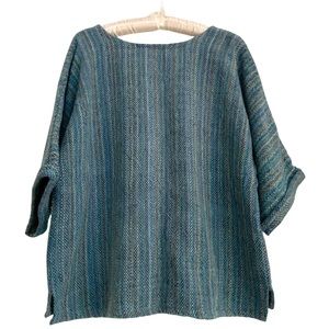Jesamie Handwovens Handmade Boho Blue Cotton Tunic Blue Purple Wearable Art